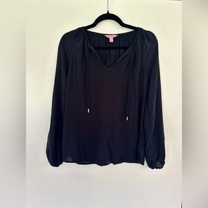 Lilly Pulitzer Blue Relaxed Tie Front Blouse